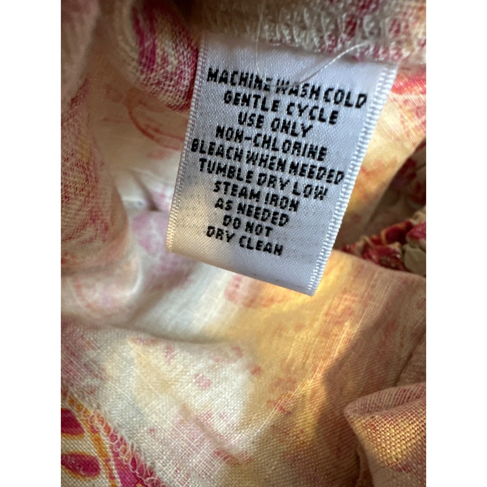 Units Woman Paisley 100% Linen Relaxed Pants Tan Pink Plus Size 2X Lagonlook - Picture 8 of 14
